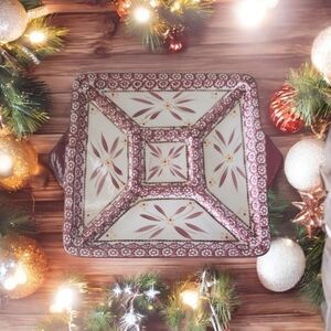 Temp-tations Divided serving dish by Tara "Old World" collection Cranberry color